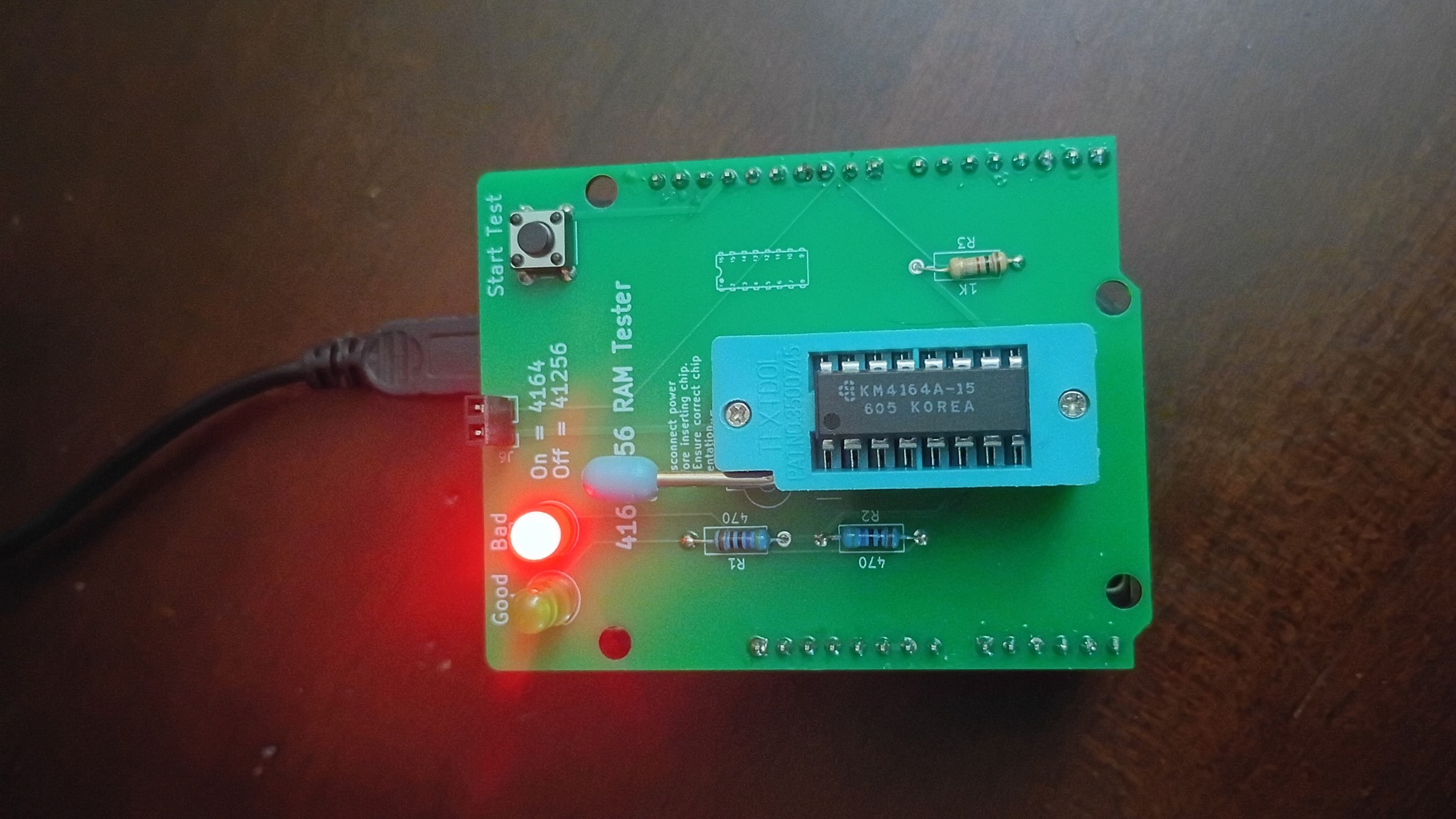 4164 41256 RAM Tester Shield for Arduino Uno